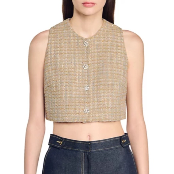 Javier Tweed Crop Top - Picture 1 of 7